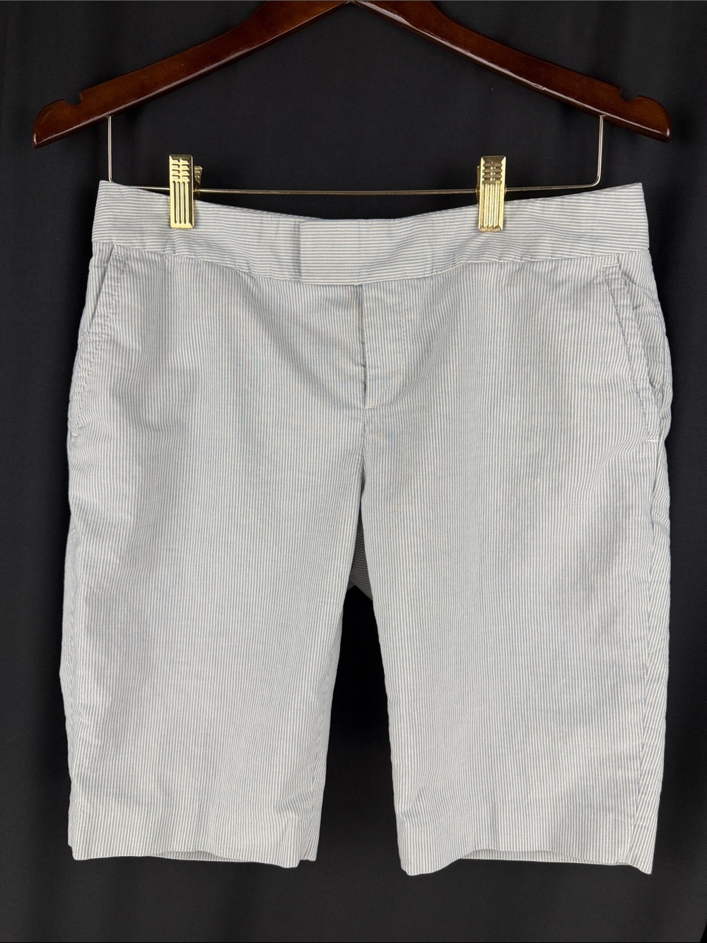 Banana Republic Light Blue Ryan Fit Pinstripe Women’s Bermuda Shorts